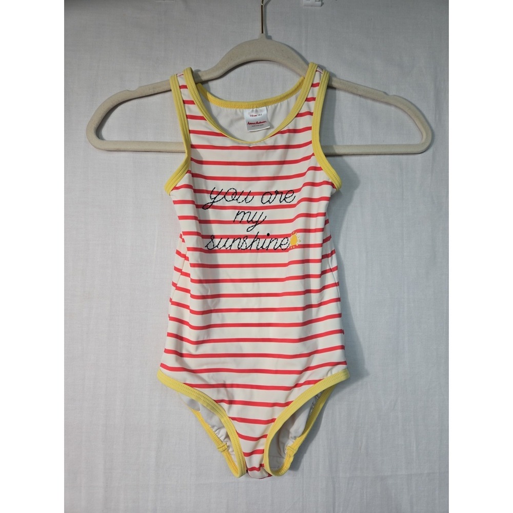 Hanna Andersson 110 5 Red White Stripe One Piece Swimsuit You Are My Sunshine